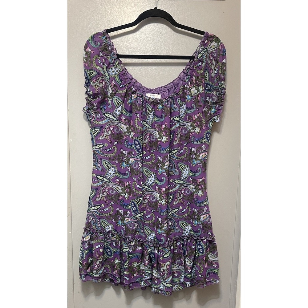Piper And Blue Purple Paisley Print Lined Mini Dress Sleeveless Size Large